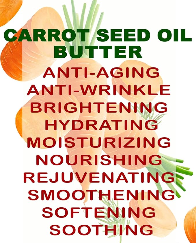 Botanical Beauty CARROT SEED OIL BUTTER Pure Natural Virgin Unrefined RAW 2 Fl. Oz.- 60 ml for FACE, SKIN, BODY, DAMAGED HAIR, NAILS. Rich in Beta Carotene, Vitamin E
