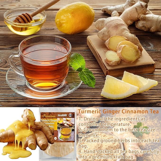 Turmeric Ginger Cinnamon Tea - 150 Teabags Premium Turmeric Ginger Herbal Tea, Curcuma Teas Bag Hand-made Blend of Turmeric&Ginger&Cinnamon, 100% Natural & No Additives & Caffeine Free (150 Count)