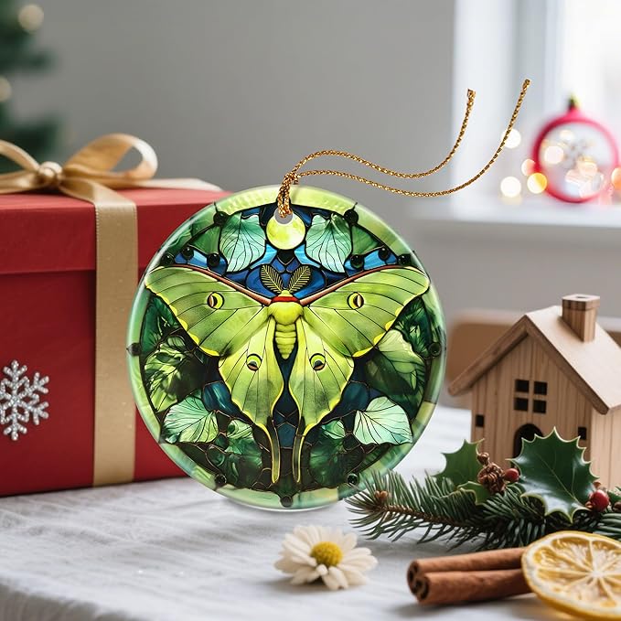 Christmas Ornament, Christmas Decoration, Ceramic-Style Luna Moth Ornament, Heirloom Keepsakes, Holiday Ornaments, Holiday Presents, Unique Xmas Gifts, Gift Exchange Ornaments, Gift Idea