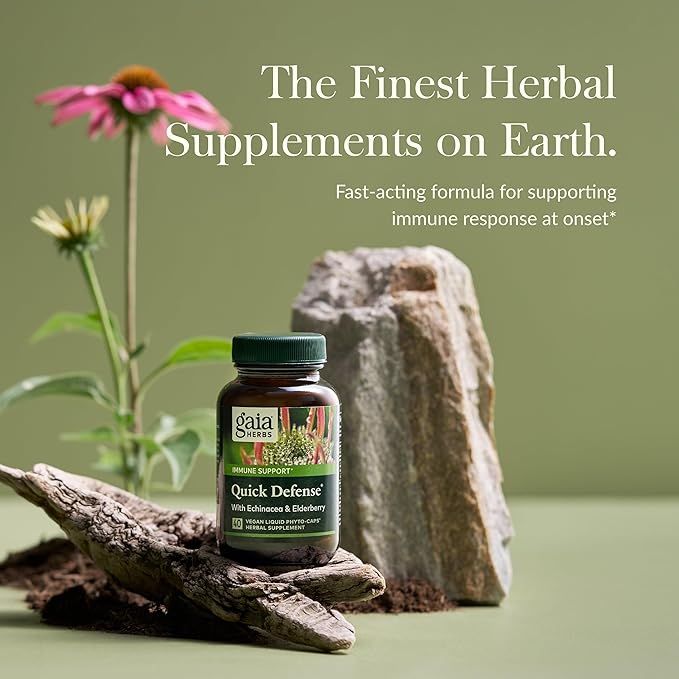 Gaia Herbs Quick Defense - Fast-Acting Immune Support Supplement* - Echinacea, Black Elderberry, Ginger & Andrographis - 40 Vegan Liquid Phyto-Capsules (4-Day Supply)