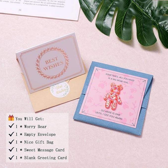 Pocket Bear Hug, Anxiety Relief Gifts for Women Men, Mental Health Positivity Gifts, Thinking of You Gift, Emotional Support Gift, Comforting Present for Son Daughter Back to School, Red