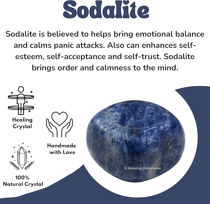 Amazing Gemstone Sodalite Crystals and Healing Stones Tumbled - 1000+ Carats Sodalite Stone, Natural Healing Stones for Energy Balance, Stress Relief - Polished Gems Rocks