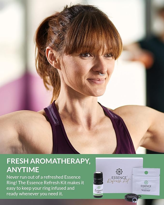 Essence Wearable Aromatherapy Nasal Diffuser – Bergamot Essential Oil Nose Ring Silicone Inhaler for Stress & Mood Support - Made in USA & Travel-Friendly