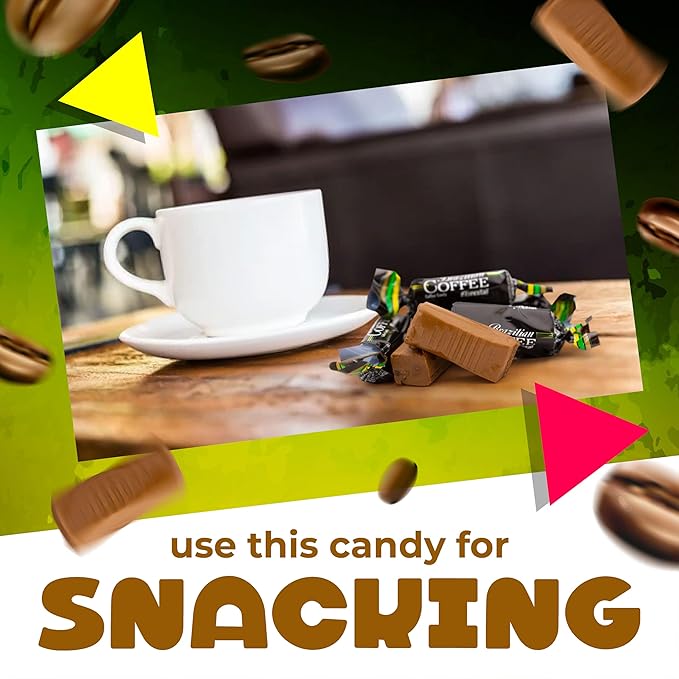 Brazilian Coffee Candy | 1 Lb Bag - 90 Count | Coffee Taffy Candy Individually Wrapped | Brazilian Taffies for Office | Desk & Travel Treat | Bold Flavor