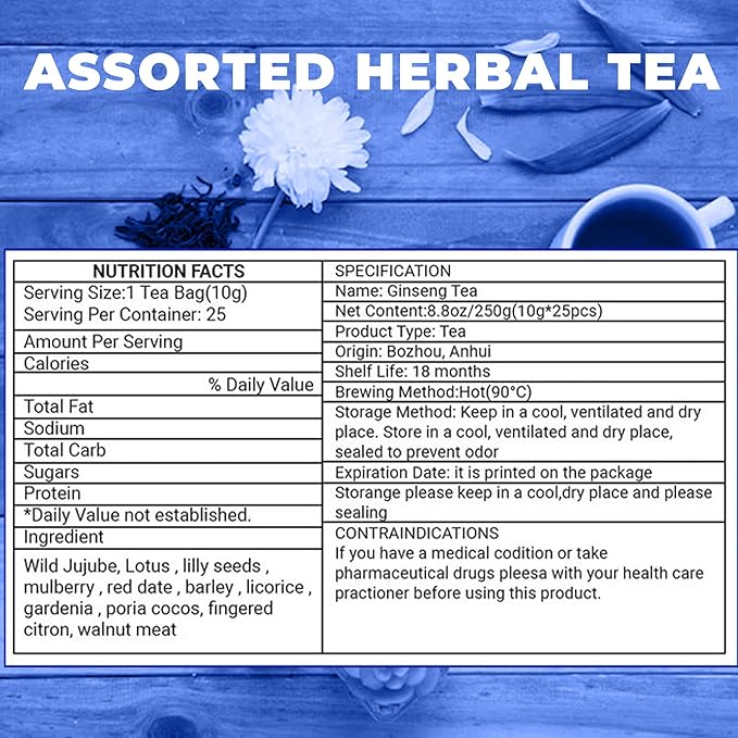 Deep Sleep Tea – Caffeine Free - Bedtime Herbal Tea for Relaxation & Stress Relief with Mulberry, Wild Jujube, Chinese Herbs – Natural Sleep Aid with no Melatonin – 30 Relaxing Tea Bags