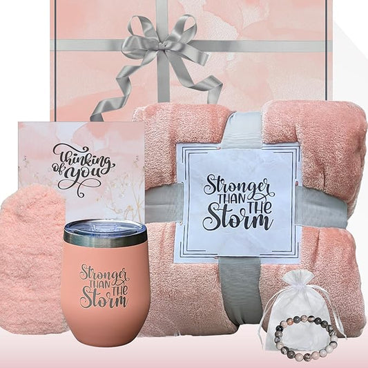 Get Well Soon Gifts for Women - Care Package for Cancer Recovery, Surgery, Sick Friend, Hospital Comfort, Chemo Care Treatment - Gift Basket with Thoughtful Gifts, Thinking of You (Pink)