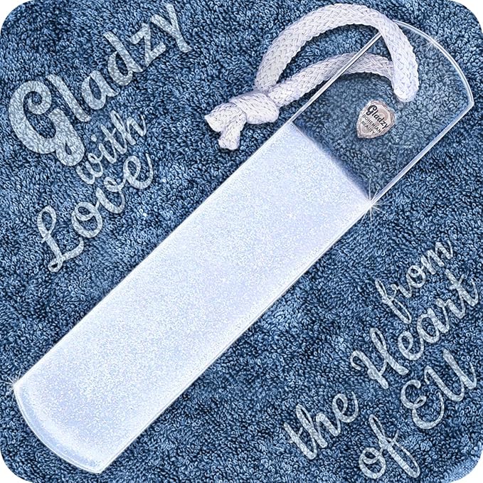 GLADZY Czech Glass Foot File Callus Remover – Double Sided Etched, Different Grit Coarse & Fine Surfaces for Hard Skin & Cracked Heels, Professional Pedicure Tool, Washable Reusable, Made in EU