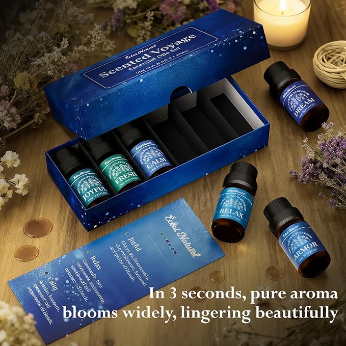 Essential Oil Set, Blended Essential Oils for Diffusers for Home Candle & Soap Making, Scented Voyage with Six Scents for Aromatherapy & Humidifiers, 6 x 10ml