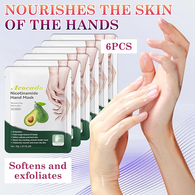 6 Pairs Hand Masks Moisturizing Gloves, Hydrating Hand Mask Moisturizer Gloves Care for Dry Cracked Hands, Smooth Long Lasting Soft Firming Hand Mask Gift Set for Men Women（K