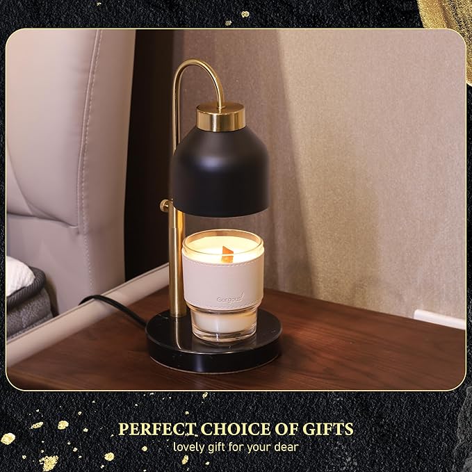 Candle Warmer Lamp, Mother's Day Gifts,with 2 Bulbs,Timer & Dimmer,Compatible with Large Yankee Candle Jars,3 Wick Candles,Height Adjustable Electric Top Melter,110-120v, (Black Marble)