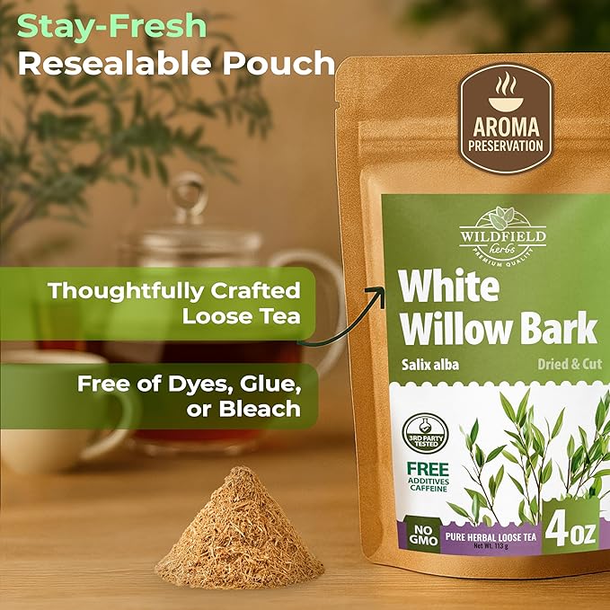 4 oz. White Willow Bark Tea Herbal (Salix Alba) - 113g White Willow Bark Herb Tea Corteza De Sauce
