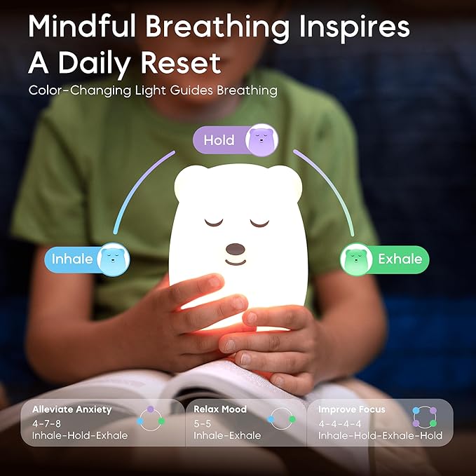 Breathing Pal 'Ted'- Mindfulness Breathing Light, Guided Visual Meditation Breathing Light, Anxiety Relief Items for Calm Down Corner/Meditation/Sleep for Adult&Kid