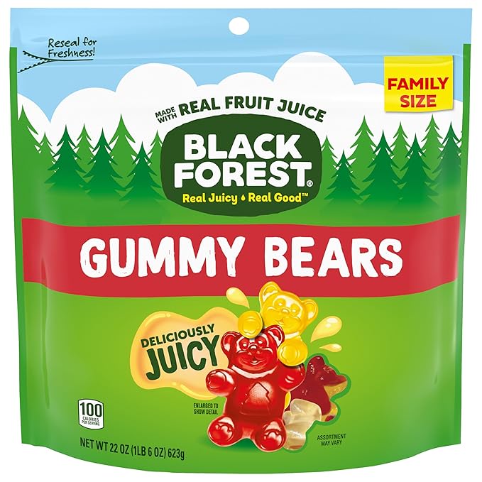 Black Forest Gummy, Bears, Fruit Flavor, Deliciously Juicy, Made with Real Fruit Juice, 22 oz (Pack of 2)