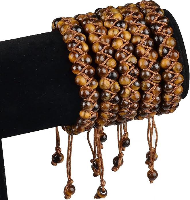 MASSIVE BEADS Double Layer Natural Chakra Healing Power Crystals Macrame Bracelet Yoga Stone Beads Gemstone Meditation Relax Anxiety Bangle for Unisex Women Men