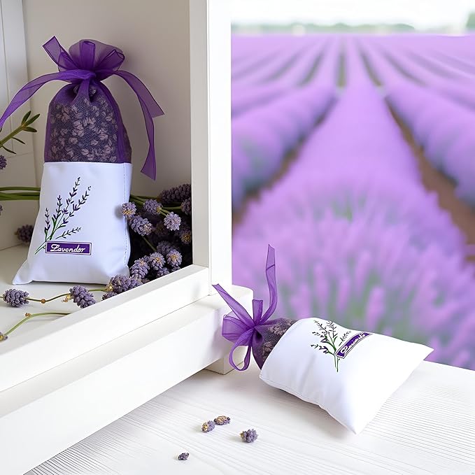 20Pcs Purple Empty Lavender Sachets Bags for Drawers and Wardrobes Closet Freshener Scents Dried Lavender Flower Sachets Home Fragrance