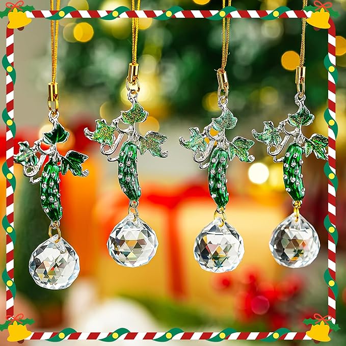 H&D HYALINE & DORA Christmas Pickle Ornament 6 Pcs Xmas Cucumber Ornaments Green Cucumber Christmas Tree Holiday Party Favors Decoration