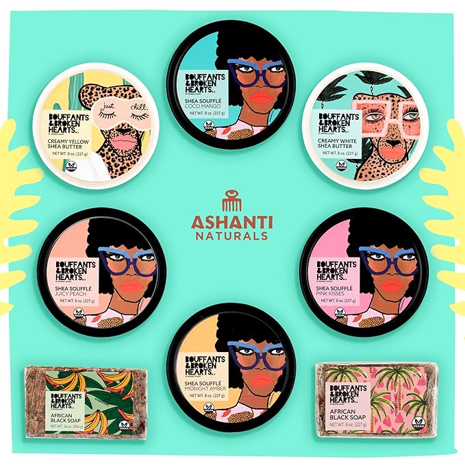 Ashanti Naturals Scented Whipped Shea Butter for Skin | Moisturizing African Raw Shea Butter, Almond Oil and Coconut (Coco Mango Souffle, 8oz)