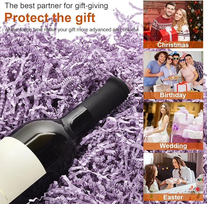 Darfukei Shredded Paper For Gift Baskets, Crinkle Paper Filler 1/2LB (8 oz) for easter basket grass, Crinkle Cut Paper Shred For Birthdays, Weddings,Boxes Bags, Anniversaries, Gift Wrapping