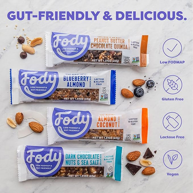 Fody Foods Snack Bars, Almond Coconut, 1.41 Oz (Pack of 6), 6g Protein, Low FODMAP, Gut & IBS Friendly, Vegan, Lactose Free, Non-GMO, Gluten Free