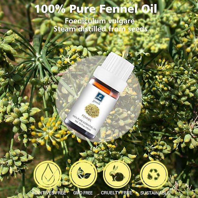 Fennel Essential Oil 10ml - 100% Pure Natural Fennel Oil for Diffuser, Aromatherapy, Massage, DIY Skincare, Sweet Herbal Scent