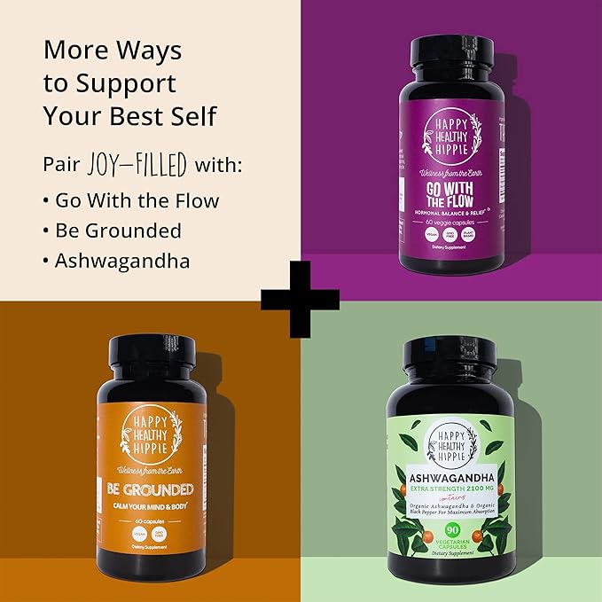 Joy-Filled Mood Support Supplement - 7 Herb Complex w/St. Johns Wort (180 Ct) | Rhodiola Rosea, Eleuthero, Ashwagandha | Stress Relief – Helps Calm The Mind & Body | 100% Plant-Based Happy Pills