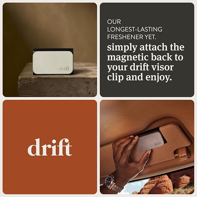 Drift Car Air Freshener - The Original Stone Air Freshener - Car Odor Eliminator - Long Lasting Scent - Metal Clip - Essential Oils - Clean Ingredients - Variety 3 Pack Refill - NO CLIP INCLUDED