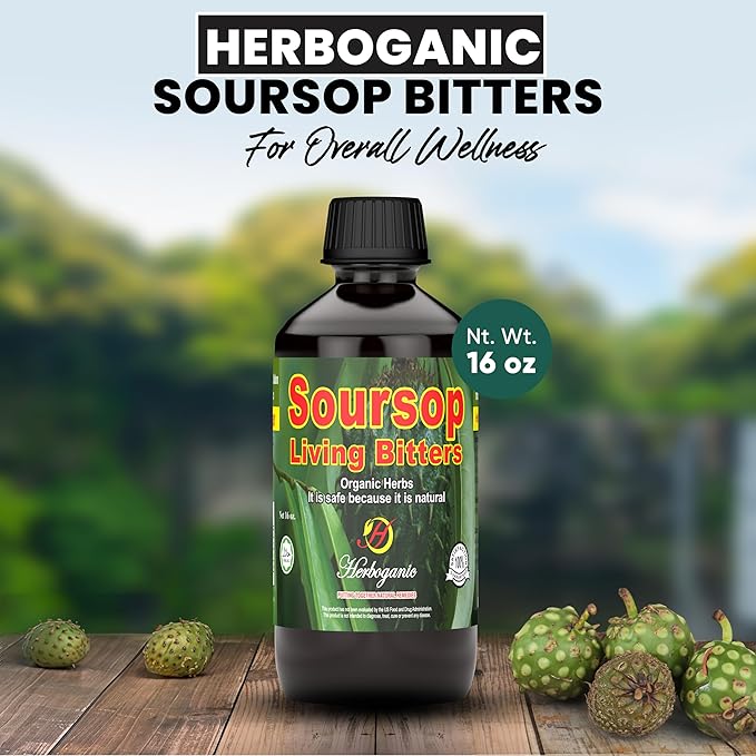 Herboganic Sousop Living Bitters for overall Health and wellness | Pack of 5 | 16 Oz