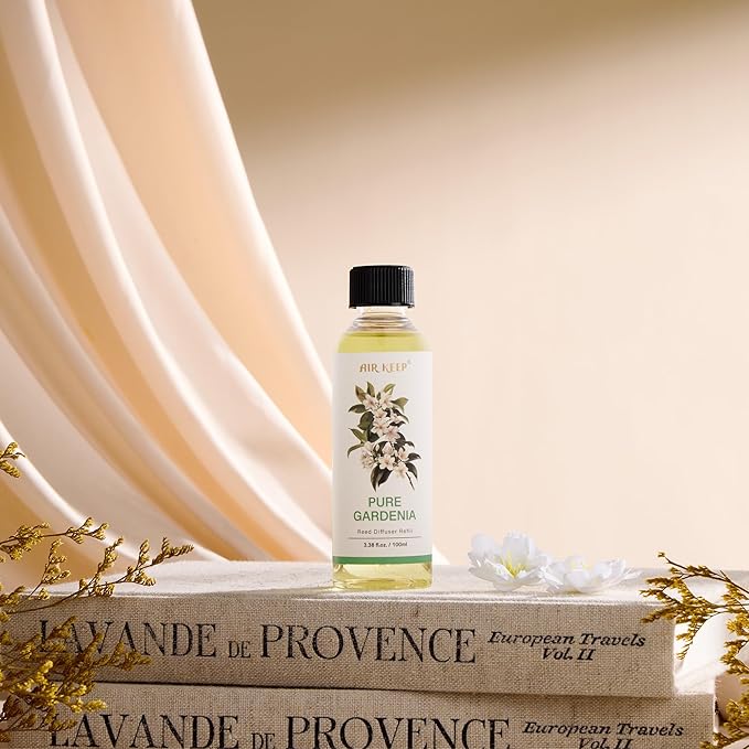 Airkeep Reed Diffuser Oil Refill/Pure Gardenia/3.38oz（100ml/1 Pack/Scented Oil Refill for Reed Diffuser Home Fragrance for Bedroom, Bathroom Office Home Decor