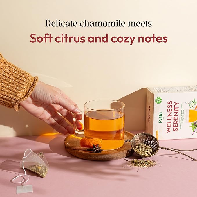 Chamomile Herbal Tea with Lemon Balm, Rooibos, Cinnamon, Anise, Orange Pieces, Linden Petals, Verbena & Passion Flower – Kosher, Vegan, GMO-Free, Zero Caffeine – Natural Wellness Support (25 Tea Bags)