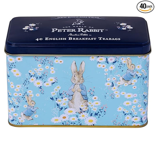 New English Teas Daisies Peter Rabbit Tea Tin with 40 English Breakfast Teabags