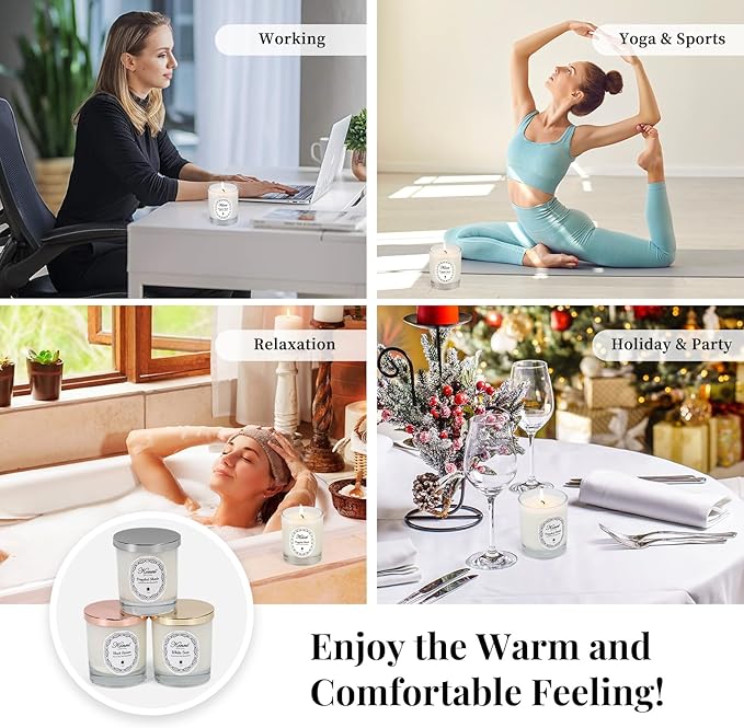 KONNI Scented Candles, Aromatherapy Candle Natural Soy Wax Jar Candles 7.4oz, 40 Hour Burn Time, Home Scented,Gift for Women & Men Christmas Birthday Mom Best Friends（White Sun）