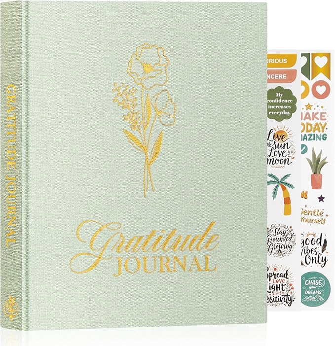 Lanpn Daily Gratitude Journal for Woman Men, 4 Month Affirmation & Mindfulness Planner, 7.8"x9.2" The 5 Minute Grateful Diary, Guided Reflection with Positivity Prompts Undated Notebook, Sage Green
