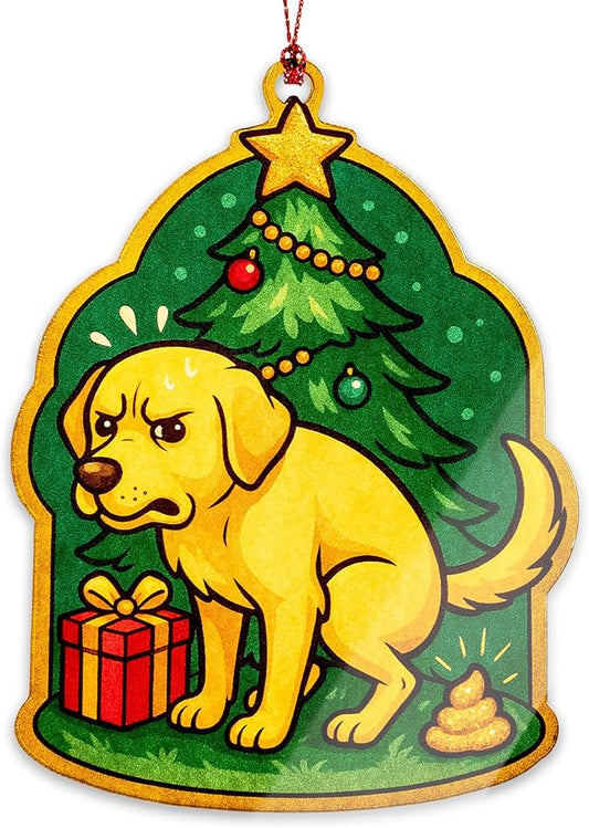 Funny Christmas Ornaments - Funny Gag Gifts - Santa Ornament - Raunchy - Unique Christmas Ornaments - Suncatcher Effect Window Hanging - car Hanging Accessories RUSATEN Labradorgag 1