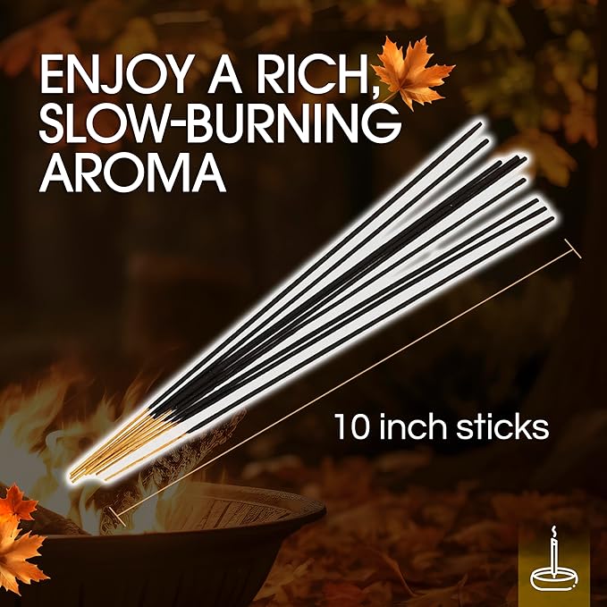 Gonesh Scents of Fall - Incense Sticks Variety Pack - Non-Toxic 10” Slow Burn Aromatic Sticks - Bark & Amber, by The Fireside, Autumn Lodge, Tooled Leather - 30 Sticks Each