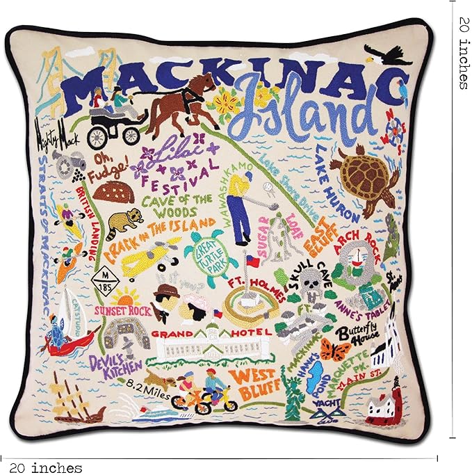 Catstudio Mackinac Island Embroidered Decorative Throw Pillow