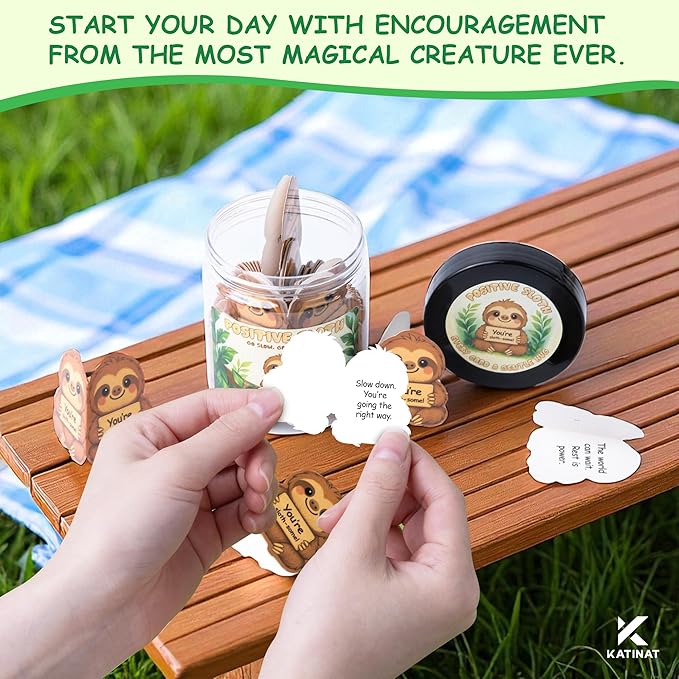 Positive Sloth Jar – 60 Affirmation Cards For Women, Girls - Mental Health & Stress Relief Support Gift, Sloth Gifts For Women, Coworker, Teen Girl Gifts Trendy Stuff