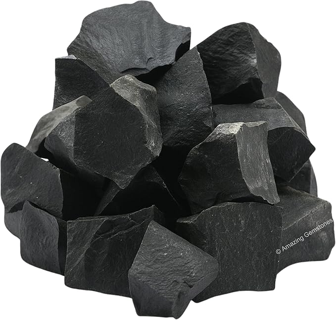 Amazing Gemstone Black Agate Raw Crystals and Healing Stones, Natural Rocks for Tumbling - DIY Raw Stones and Crystals, 2 Pieces