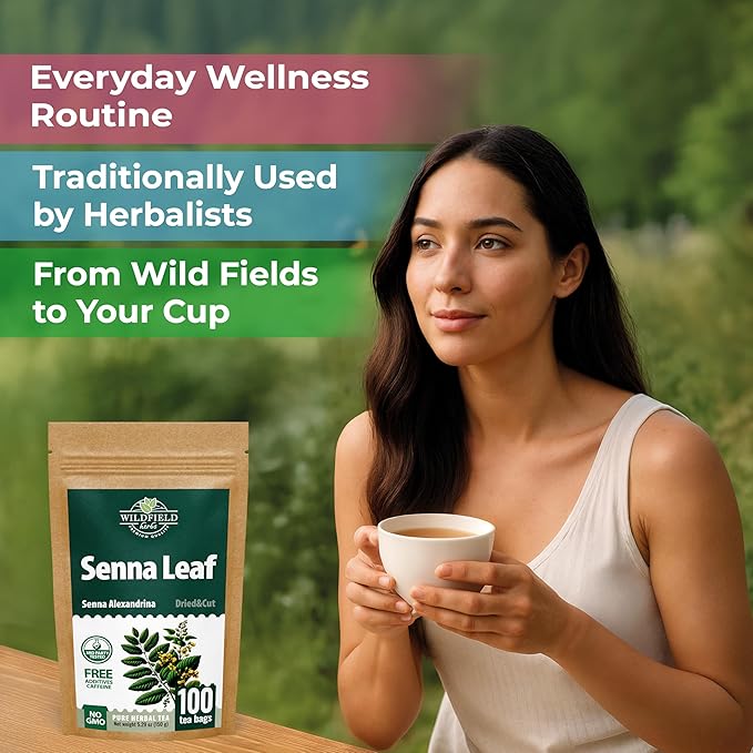 100 Bags Senna Leaf Senna Leaves Tea Herbal Tea (Senna Alexandrina) - 100 Count 1.5g Bags Hoja De Sen Hojas De Sen Para Te