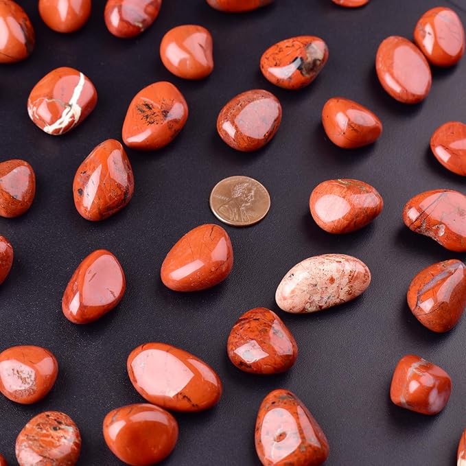 Red Jasper Healing Crystal Stone Set - 24 Pieces, 0.6" Natural & Polished Stones for Healing, Meditation, Reiki, Chakra, Crafting & Decoration