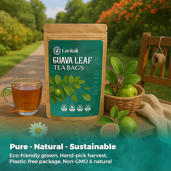 Lavitali, Guava Leaves Tea Bags | 120 bags, 100% Pure Herbal Tea | Caffeine-Free, No Sugar, Eco-Friendly Filter Bags | Daily Natural Botanical, Hot or Iced Herbal Infusion