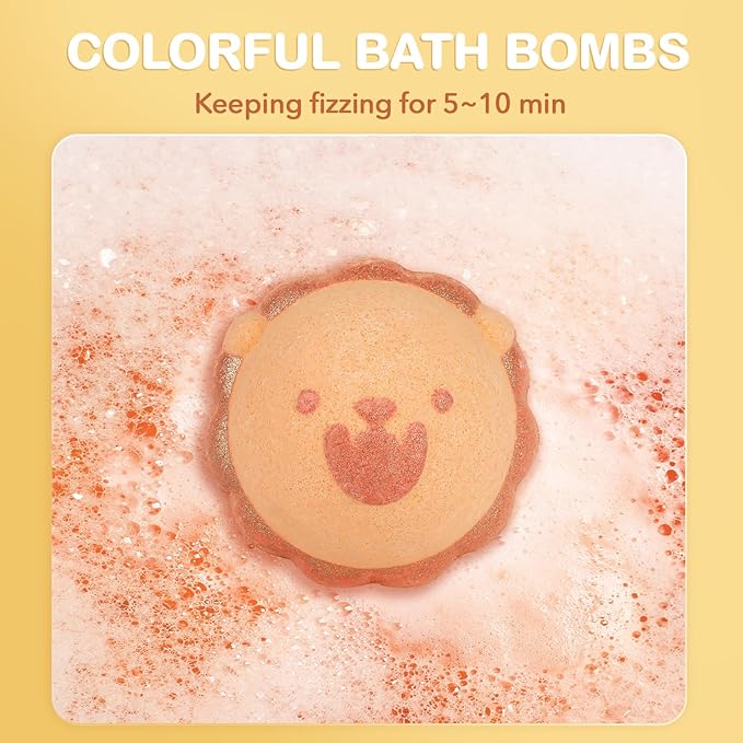 SHUCHING 14 Pcs Lion Bath Bombs with Surprise Inside, Natural and Organic Bubble Bath Fizzy Balls, Birthday Christmas Halloween Gifts Set