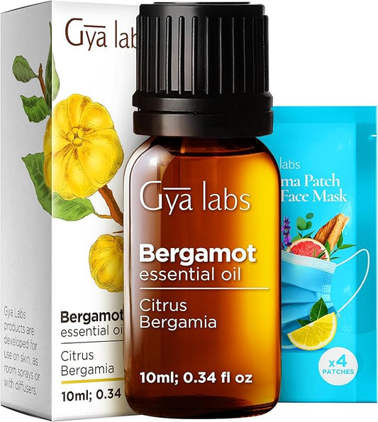 Gya Labs Bergamot Essential Oil - 0.34 Fl Oz - for Hair, Skin, Diffuser, Aromatherapy & DIY Candle Making Scent