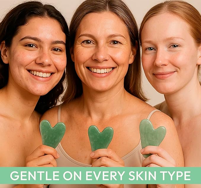 Jade Gua Sha Facial Tool - 100% Natural Xiuyan Jade Authentic Stone for Face Sculpting, Puffiness Relief, Lymphatic Drainage & Skin Glow