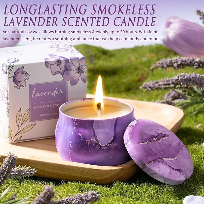 Birthday Gifts for Women Self Care Set Get Well Soon Gift Baskets, Relaxing Lavender Spa Gift Basket Care Package for Women, Unique Christmas Mom Gifts for Her Girlfriend Sister Friend Wife Grandma