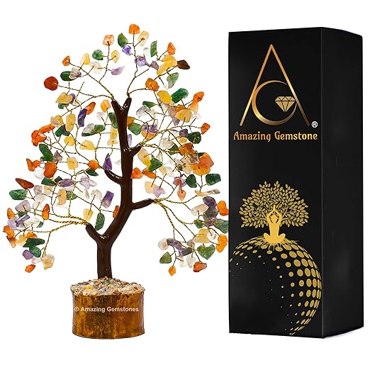 Amazing Gemstone Crystals and Healing Stones Birthday Gifts for Women - Multi Chakra Crystal Tree of Life Home Decor Stocking Stuffers, Bookshelf, Room, Meditation Gift Mom, Unique Birthday Gifts