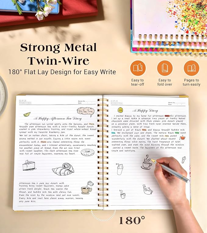 Lined Spiral Notebook Journal for Women, 200 Pages Cute Notebooks 8.5” x 11”, A4 Large Hardcover Spiral Journals with 100 GSM Thick Paper, College Ruled Notebook for Writing Work School, Colorful Tree of Life