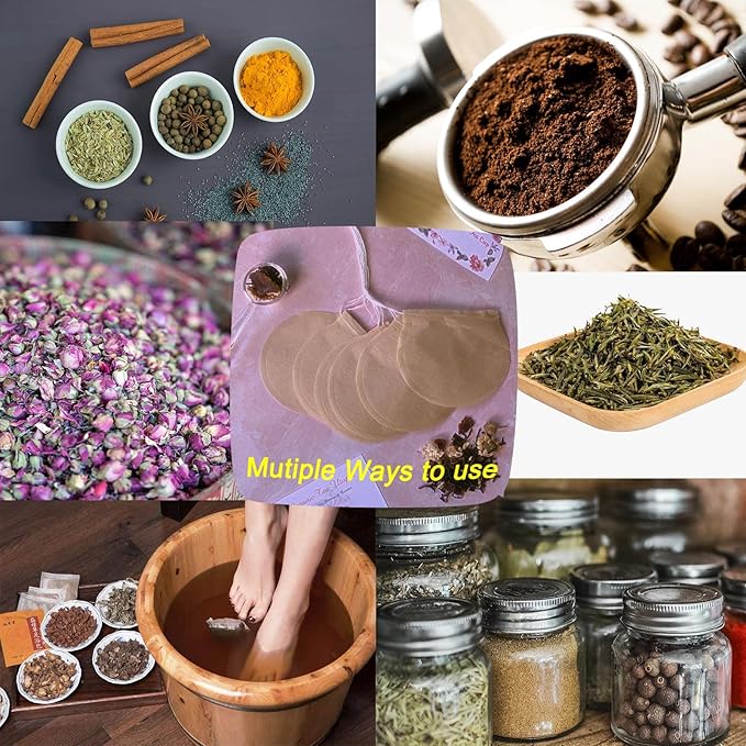 400pcs Tea Bags for Loose Leaf Tea Empty Tea Bags Loose Leaf, Disposable Round Natural Tea Filter Bags, Paper Drawstring Tea Bags Unbleached Tea Coffee Bags, Bath Spice Herbs Brewing Soup Bags