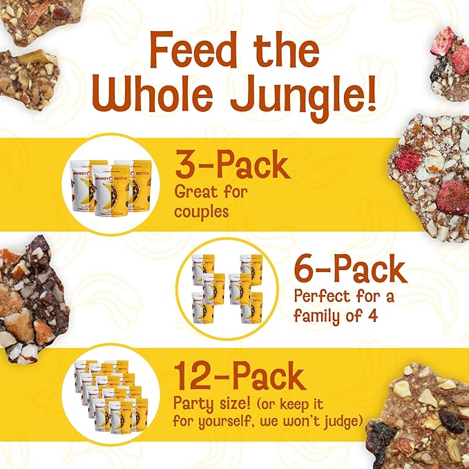 Monkey Brittle Healthy Snacks, Crispy Plant-Based Treats for Kids & Adults, Vegan & Gluten-Free, All-Natural Snack for School, Sports, Camping & On-the-Go (Pack of 12), Cacao Coconut