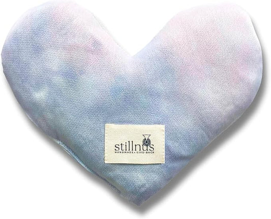 Weighted Heart Eye Pillow – Hand-Dyed in Sky Tones with Organic Lavender & Flaxseed – Relaxation Gift for Women, Meditation Tool, Mindful Rest, Cooling Eye Mask, Wellness Self-Care Kit
