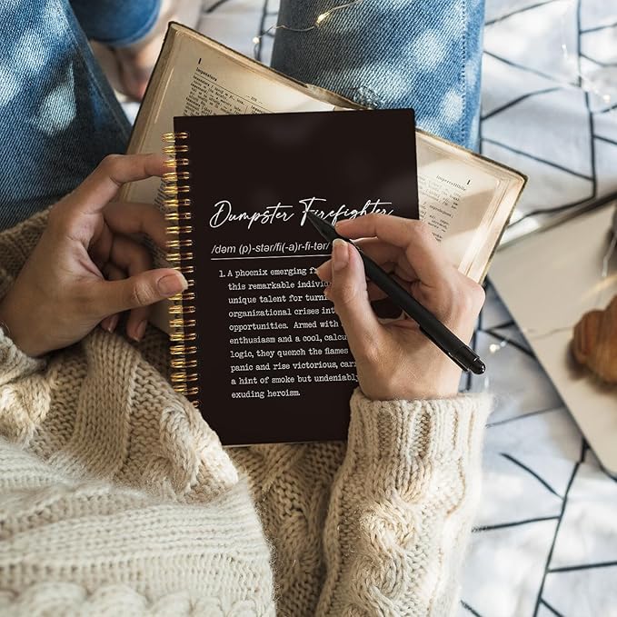 Dumpster Firefighter Notebook – Inspirational Spiral Hardcover Journal for Crisis Managers and Problem Solvers – Funny & Motivational Office Gift 5.5x8.3